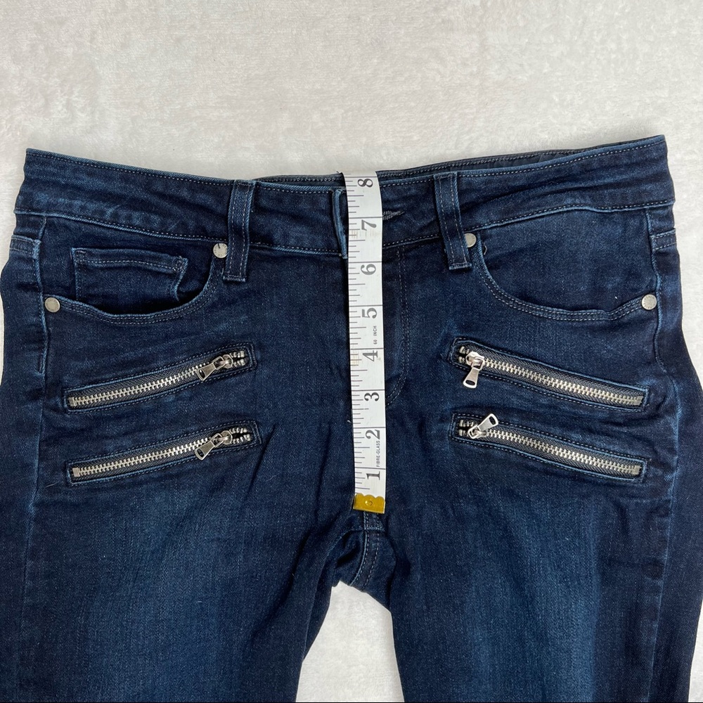 ❌SOLD❌ Paige Edgemont Exposed Double Zipper Jeans, Dark Blue Denim sz 28 Peyton - Picture 9 of 17